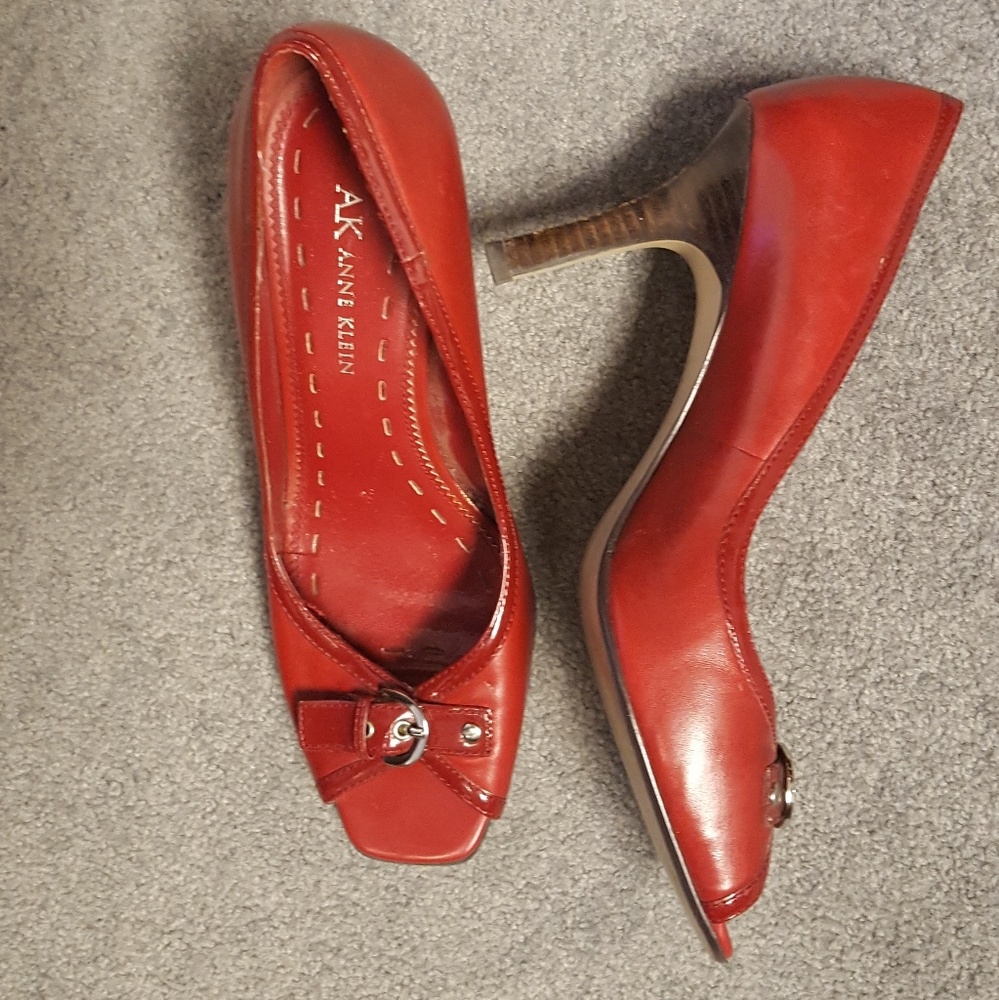 Anne Klein Leather peep toe heels